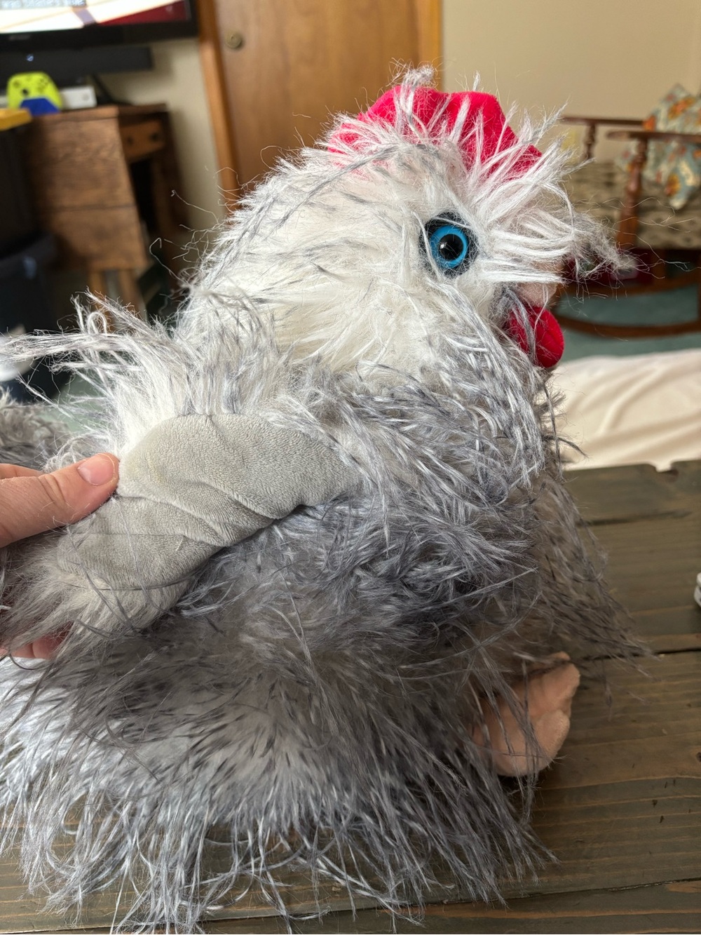 Plush Gray Chicken Toy with Red Comb - Brand: - Picture 5 of 9
